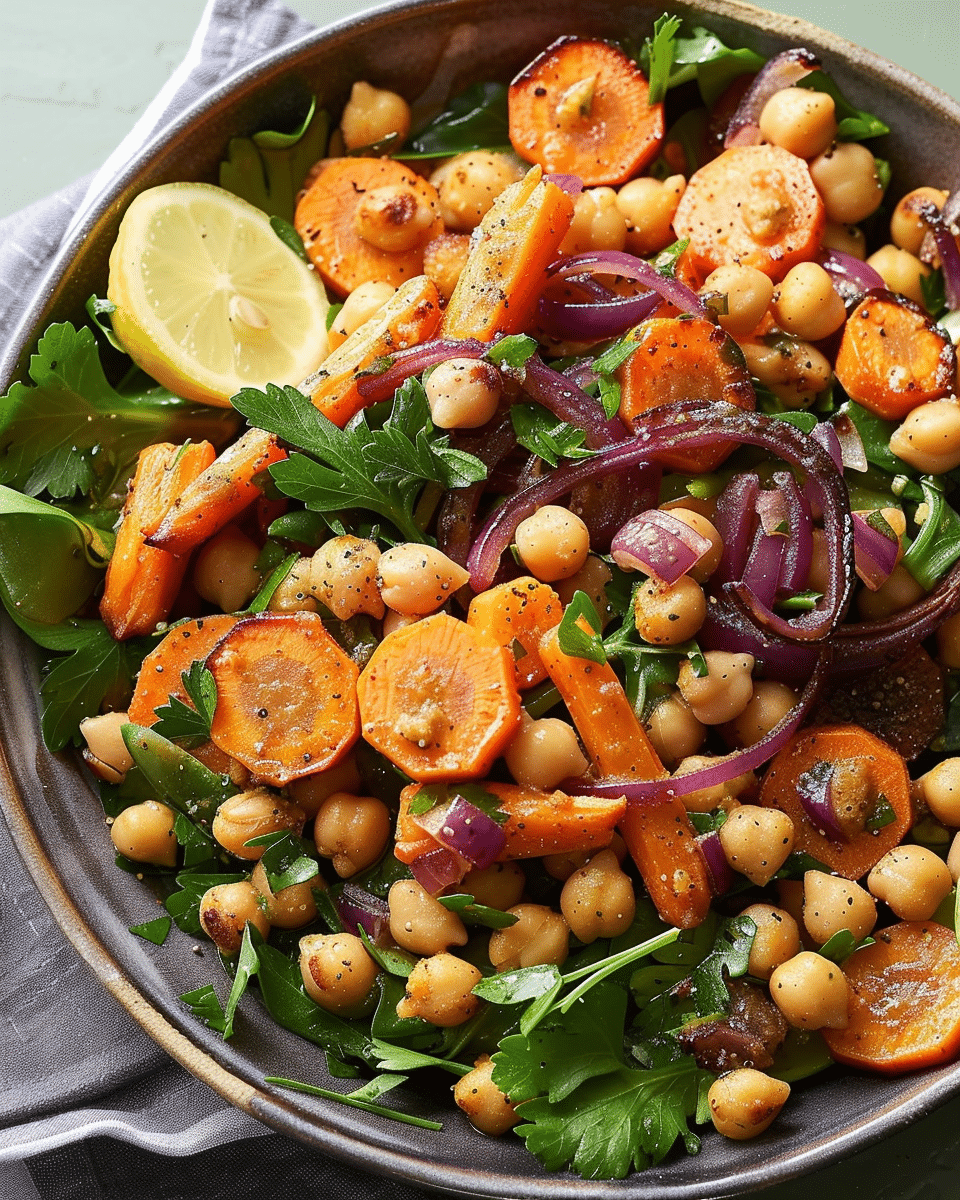 Chickpea Salad with Roasted Carrots