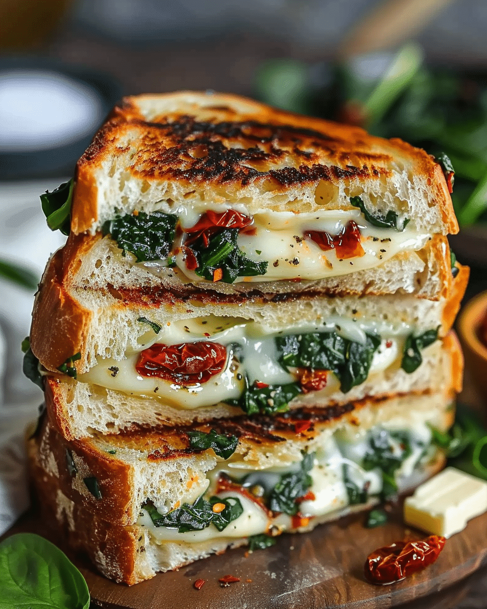 Mediterranean Spinach Grilled Cheese