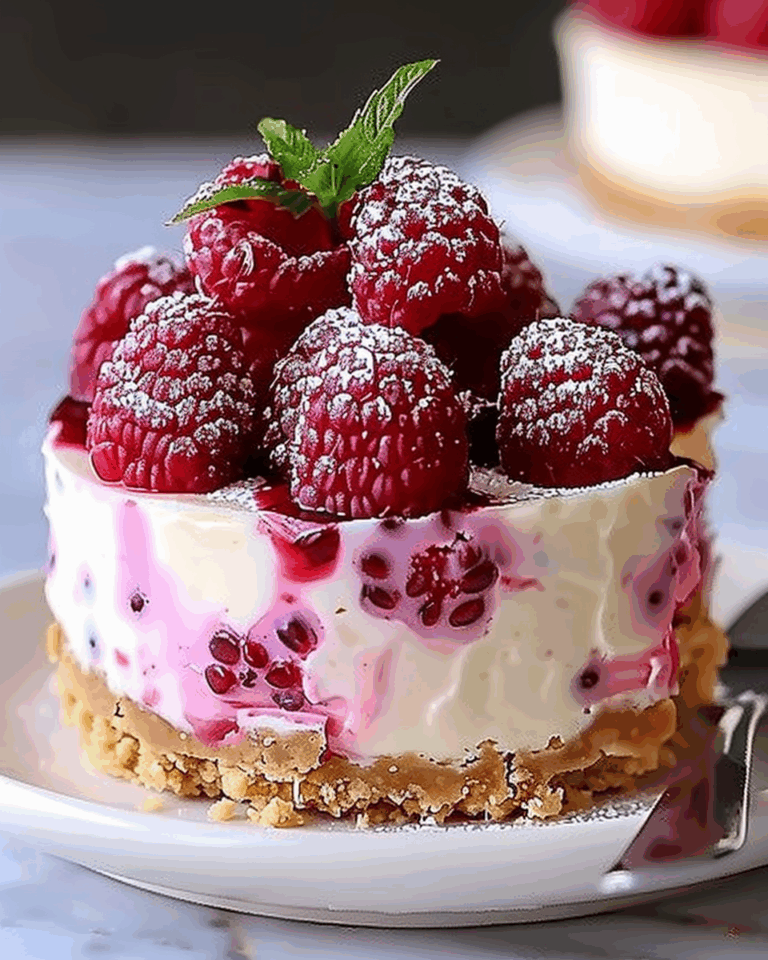 No Bake Lemon Raspberry Cheesecake
