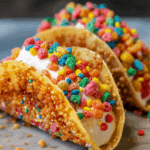 Fruity Pebbles Cheesecake Tacos