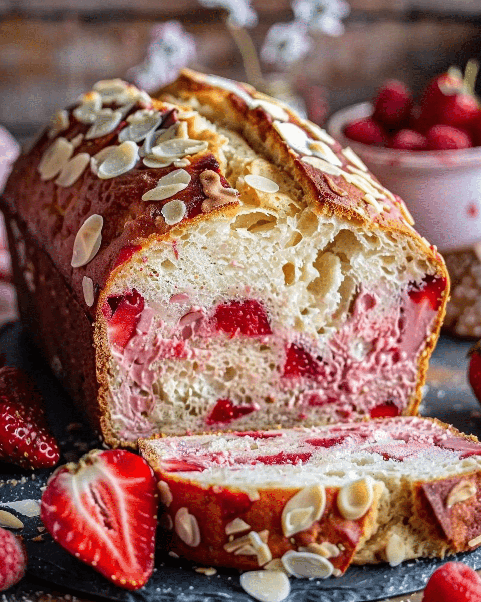 Valentine's Day Sourdough White Chocolate Chip Strawberry Bread
