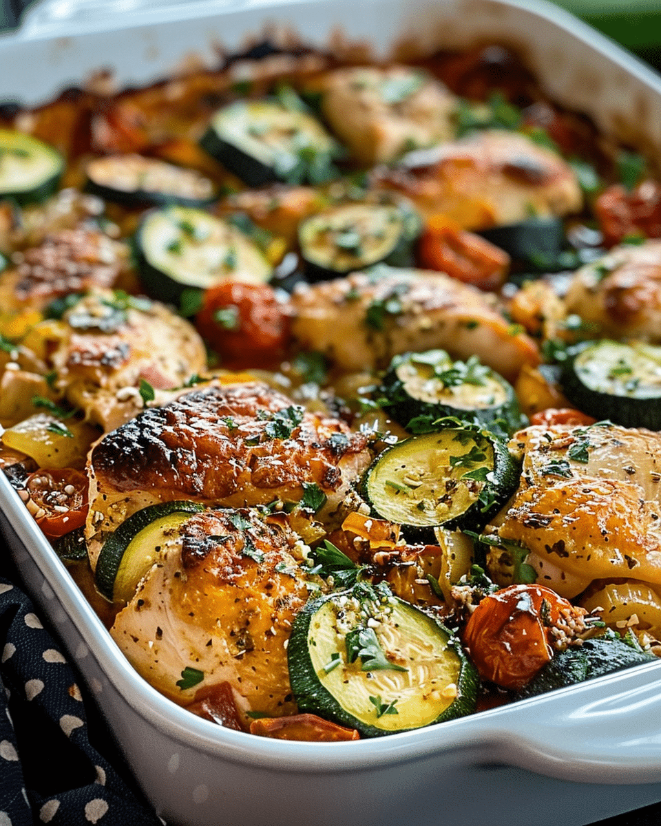Mediterranean Chicken Zucchini Bake
