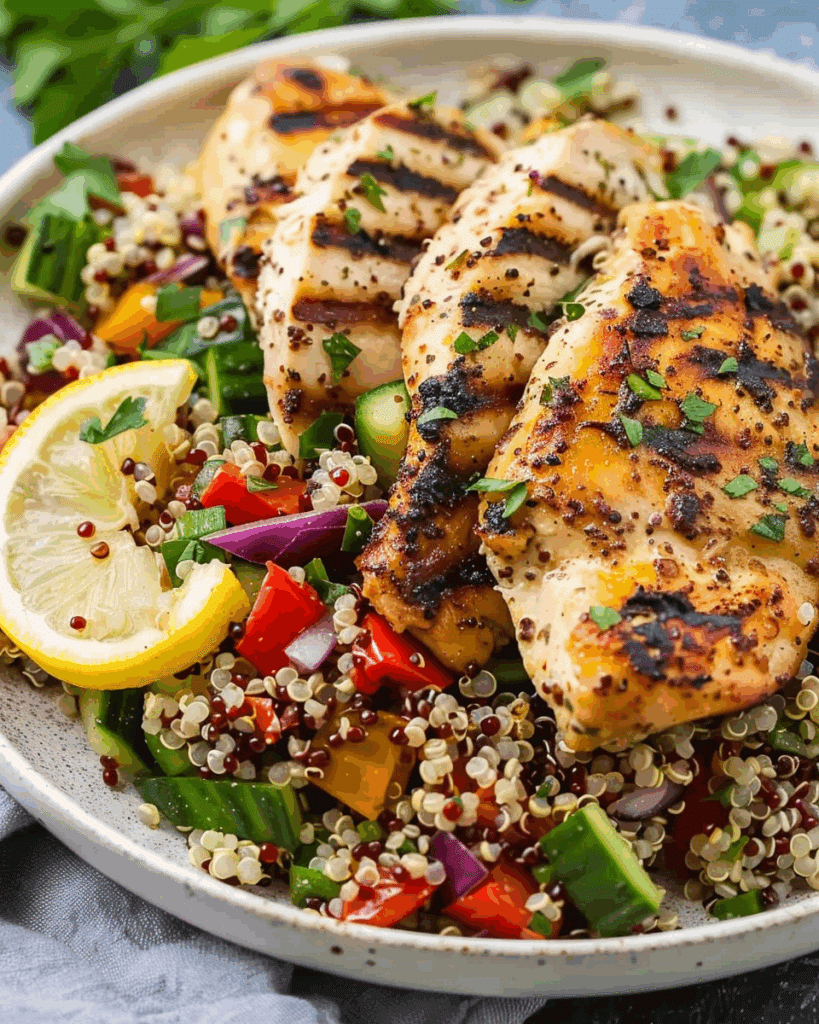 Grilled Lemon Herb Chicken with Quinoa Salad