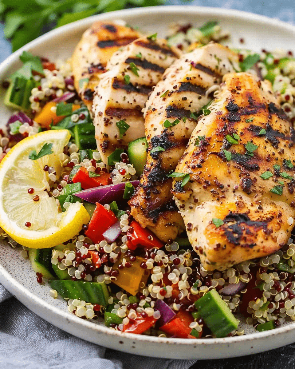 Grilled Lemon Herb Chicken with Quinoa Salad