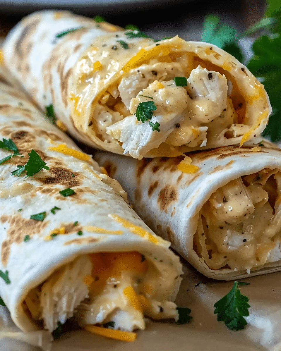 Cheesy Garlic Chicken Wraps