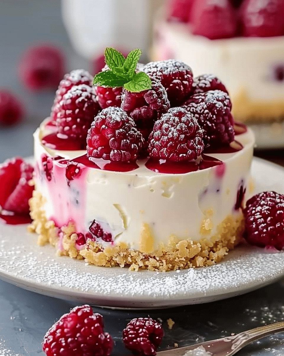No Bake Lemon Raspberry Cheesecake