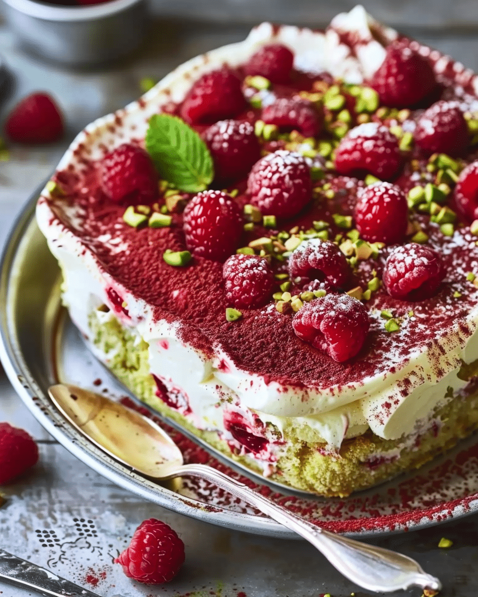White Chocolate Raspberry Pistachio Tiramisu