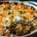 French Onion Ground Beef and Rice Casserole