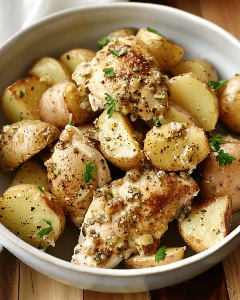 Crockpot Garlic Parmesan Chicken and Potatoes