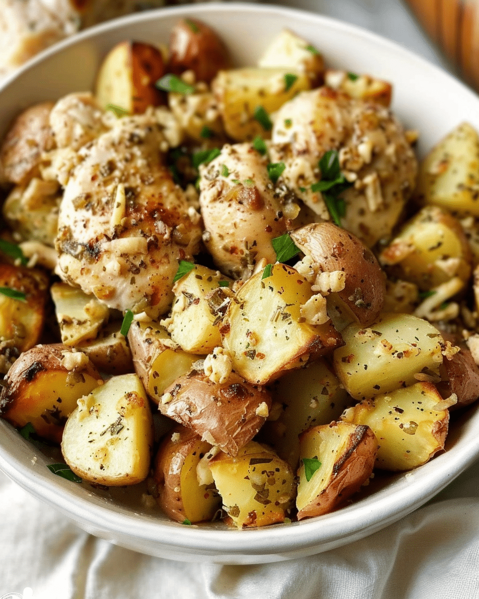 Crockpot Garlic Parmesan Chicken and Potatoes