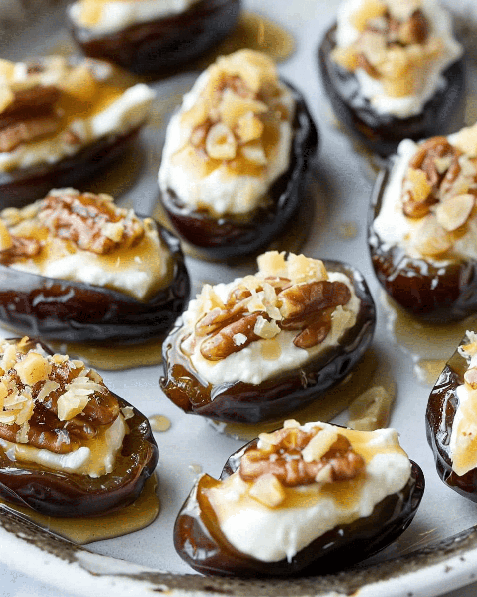 Mascarpone Stuffed Dates with Maple Drizzle