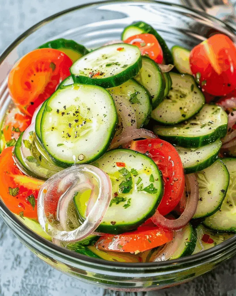 Marinated Cucumbers, Onions, and Tomatoes
