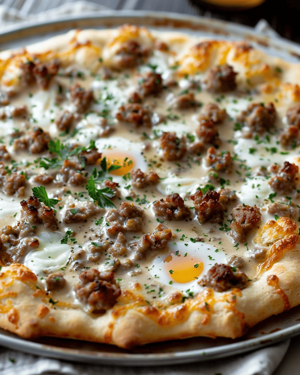 Sausage Gravy Biscuit Breakfast Pizza