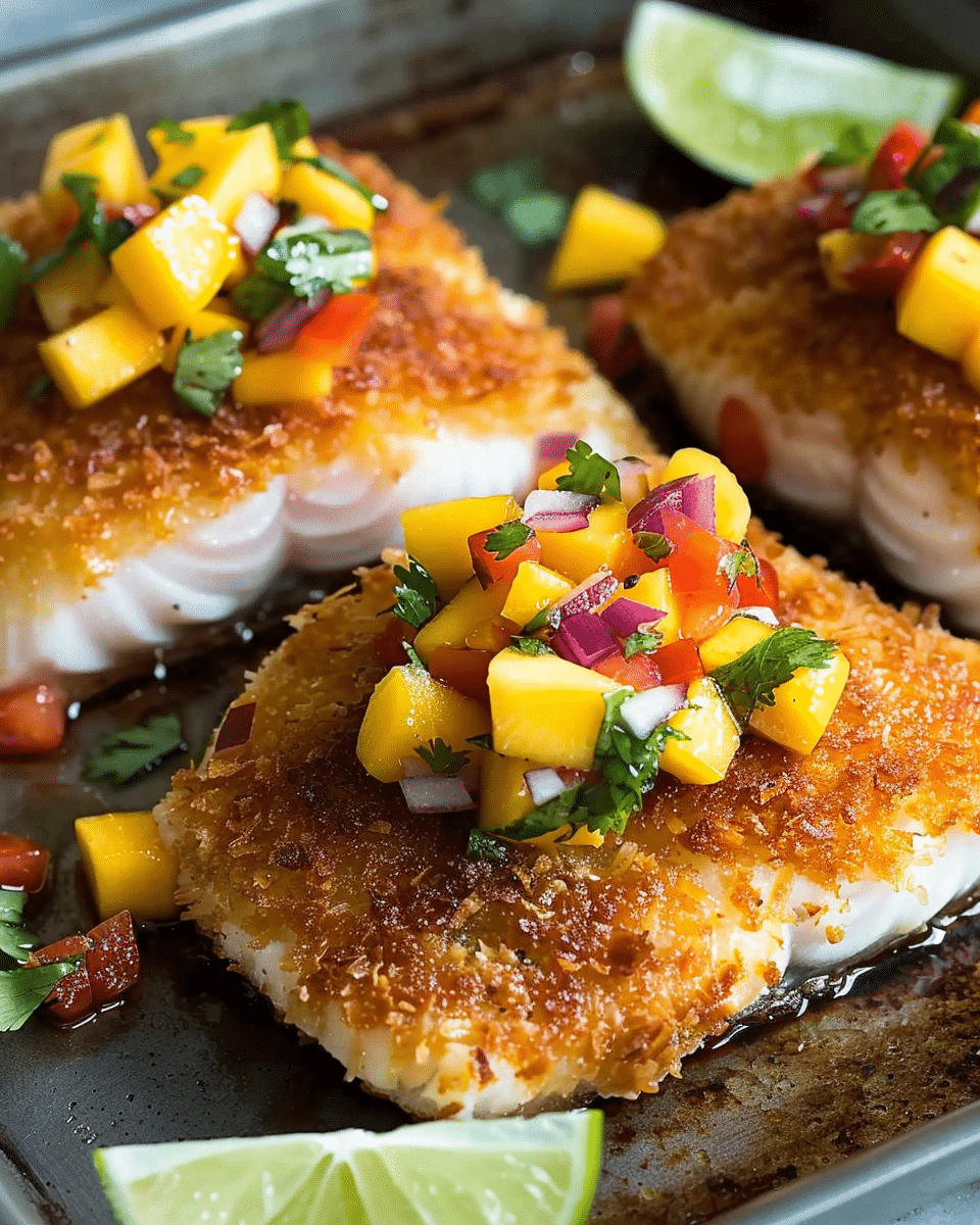 Tropical Coconut Crusted Fish with Mango Salsa