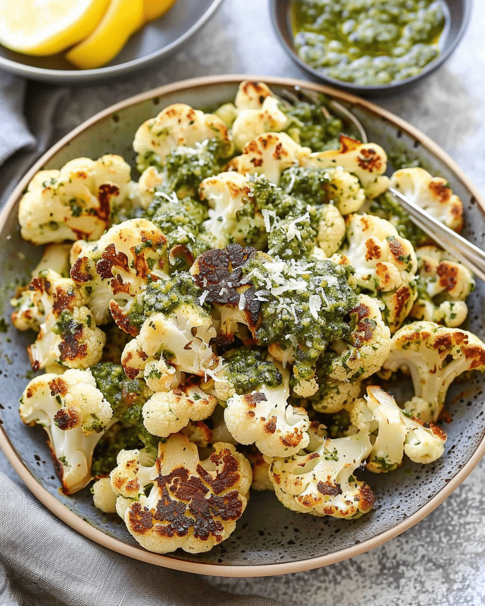 Parmesan Pesto Roasted Cauliflower