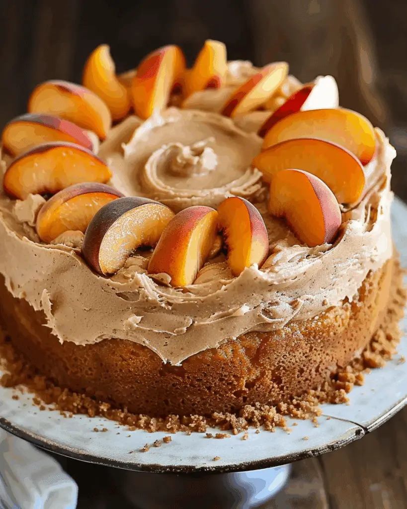 Peach Cake with Brown Sugar Frosting