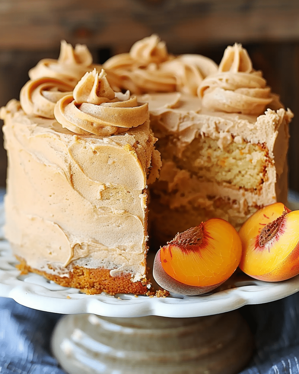 Peach Cake with Brown Sugar Frosting