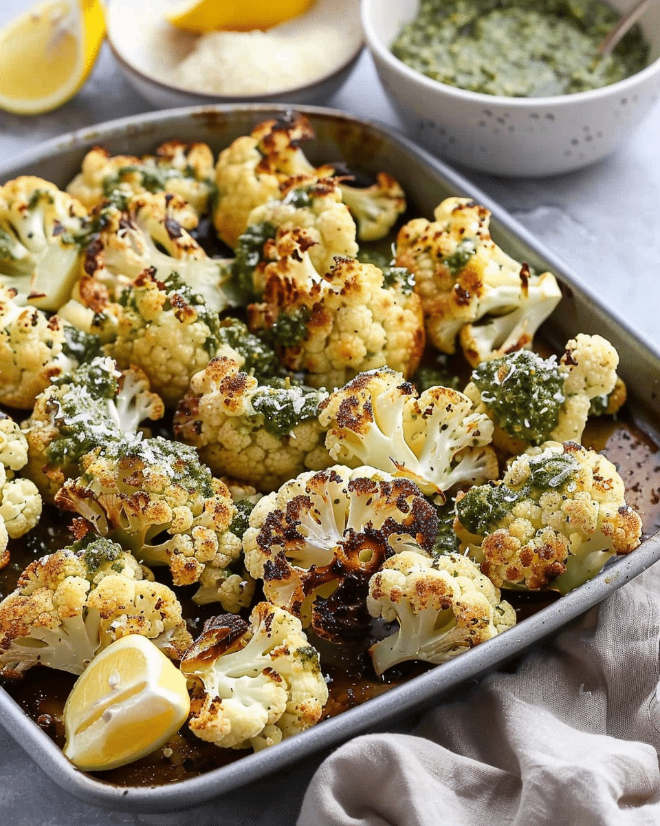 Parmesan Pesto Roasted Cauliflower
