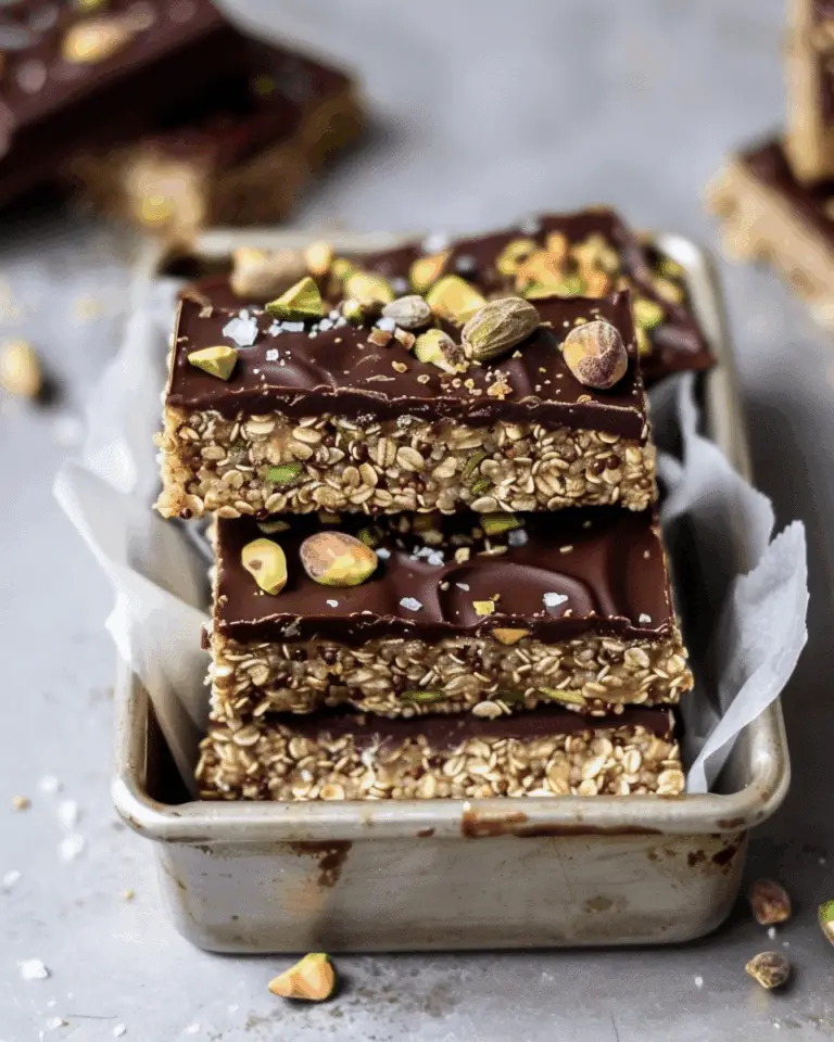 Salted Dark Chocolate Pistachio Quinoa Crunch Bars