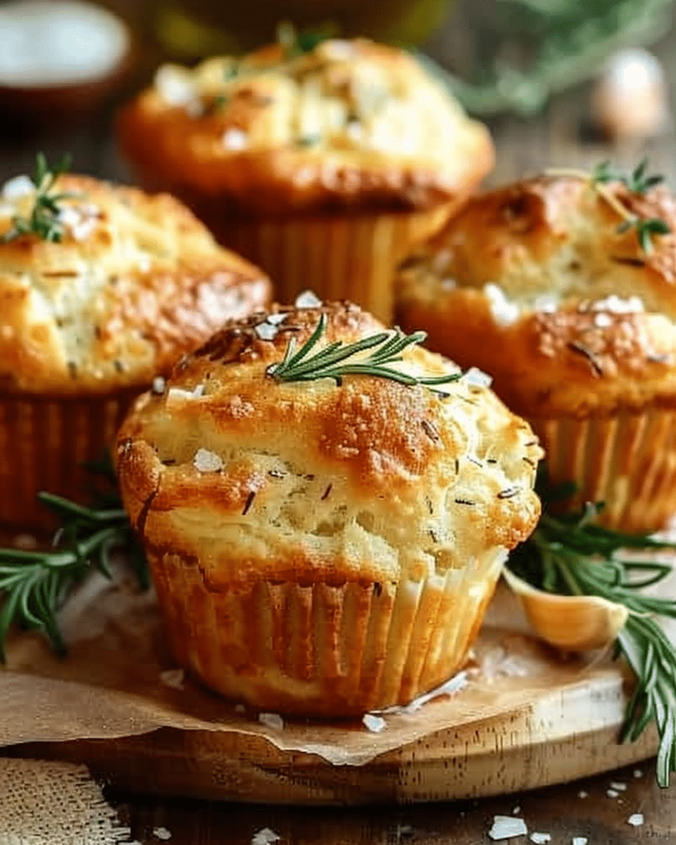 Golden Crust Garlic Rosemary Focaccia Muffins