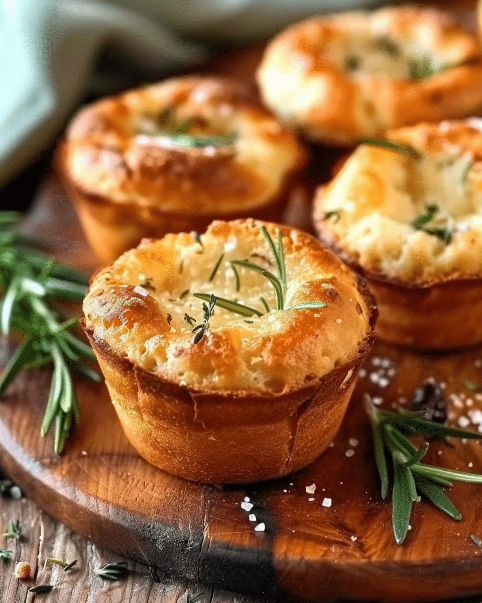Golden Crust Garlic Rosemary Focaccia Muffins