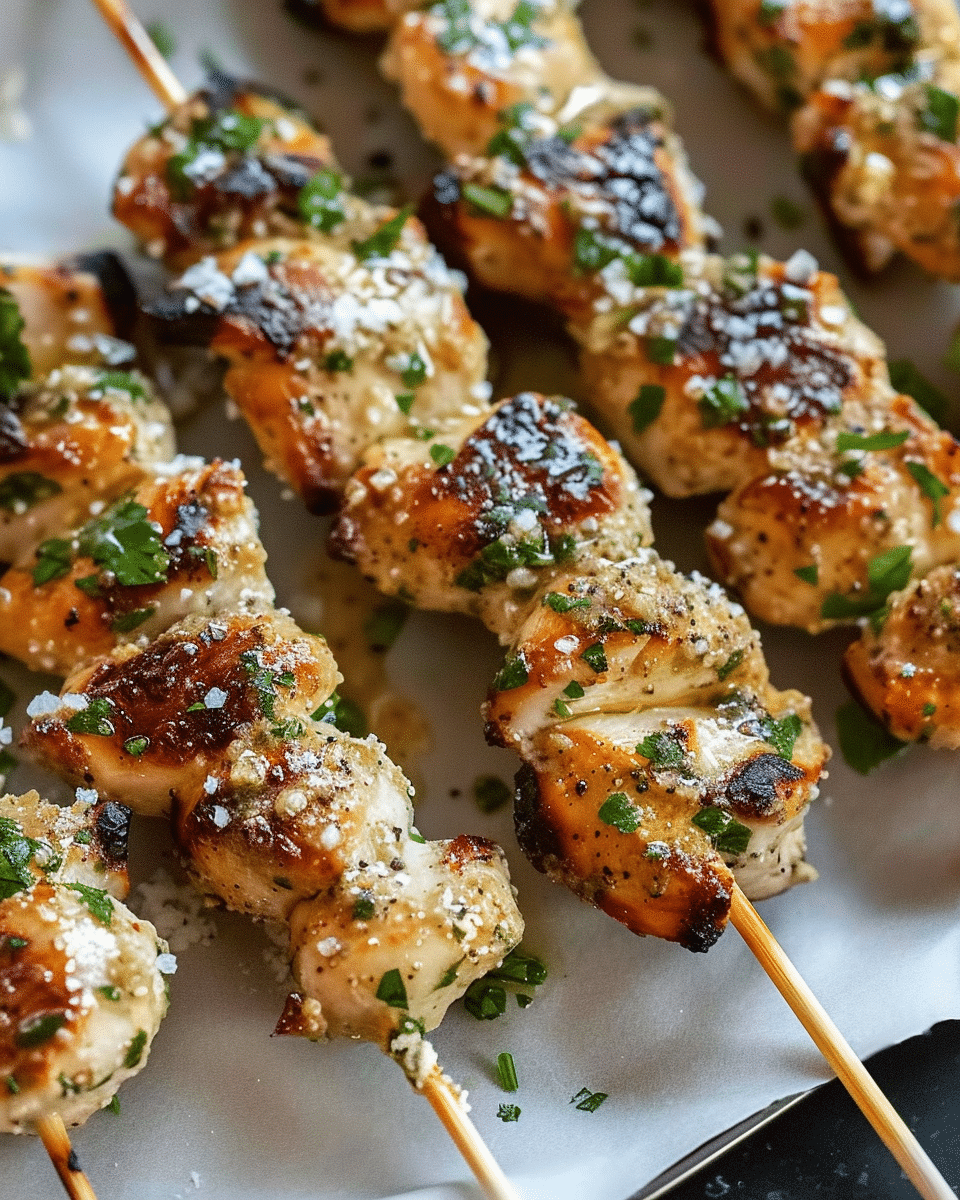 Ranch Garlic Parmesan Chicken Skewers