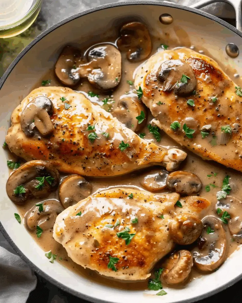 Skillet Chicken and Mushroom Wine Sauce