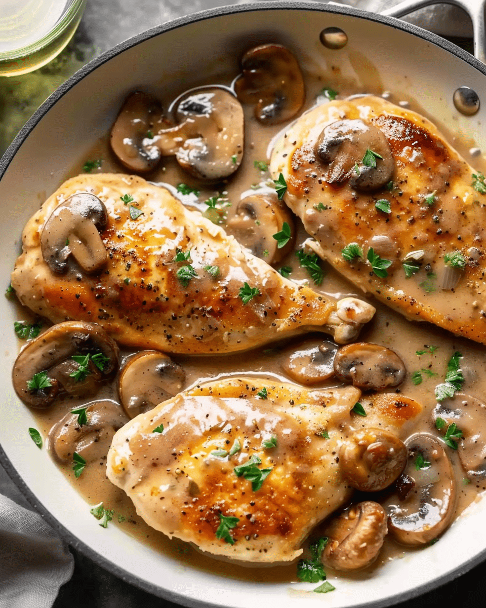 Skillet Chicken and Mushroom Wine Sauce