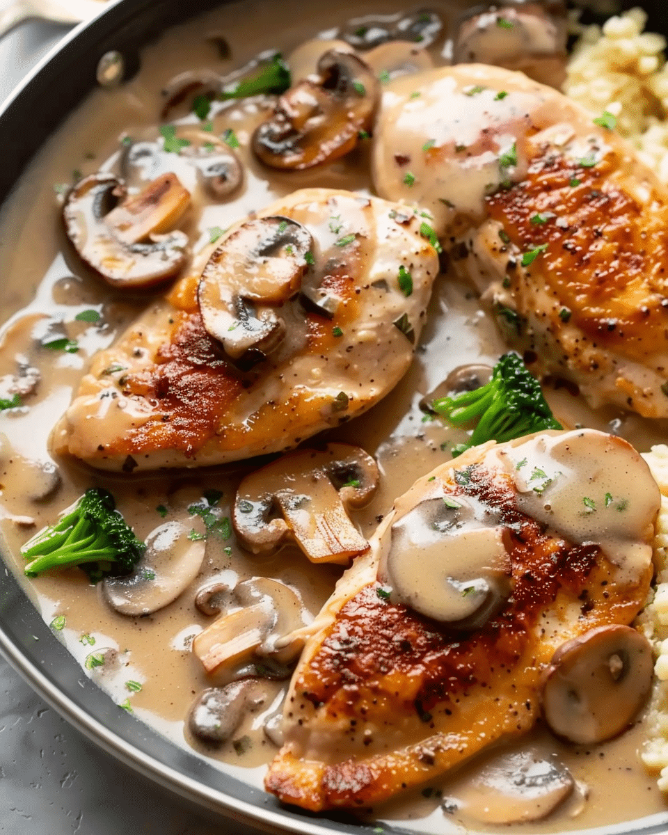 Skillet Chicken and Mushroom Wine Sauce