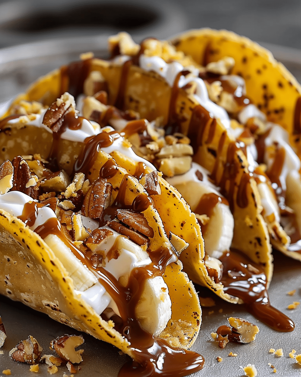 Caramel Banana Nuts Tacos Recipe