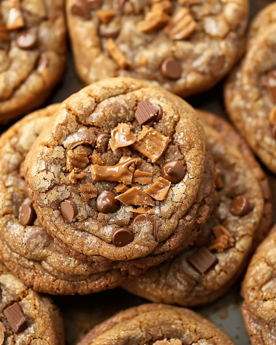Thick and Chewy Brown Butter Toffee Cookies
