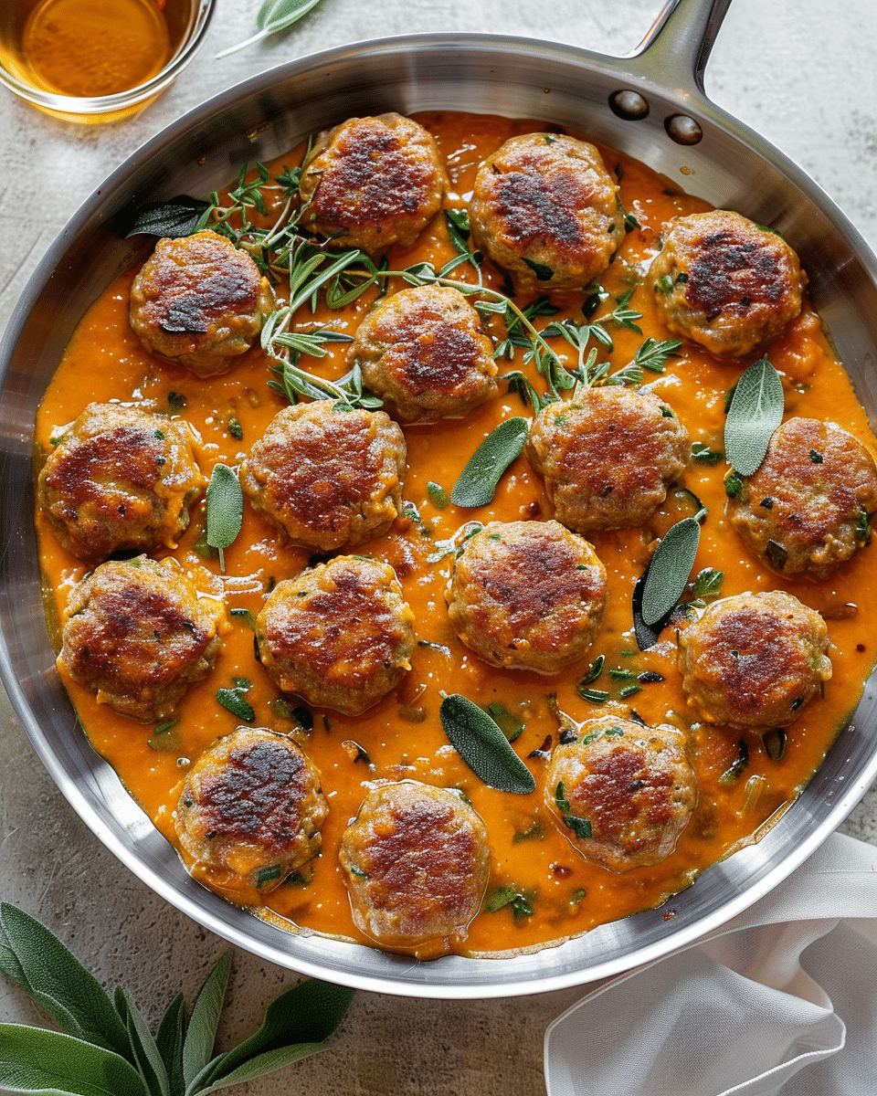 Turkey Meatballs in Pumpkin Sage Sauce