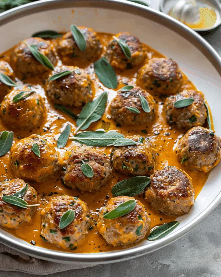 Turkey Meatballs in Pumpkin Sage Sauce