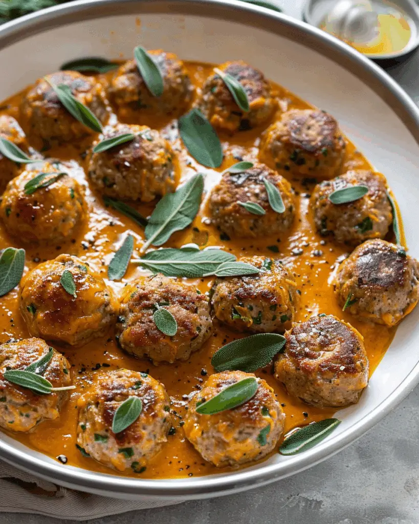 Turkey Meatballs in Pumpkin Sage Sauce