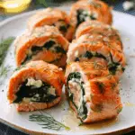Spinach & Feta Stuffed Salmon Pinwheels