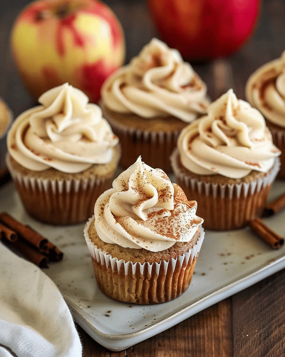 Apple Cider Cupcakes with Spiced Buttercream Frosting