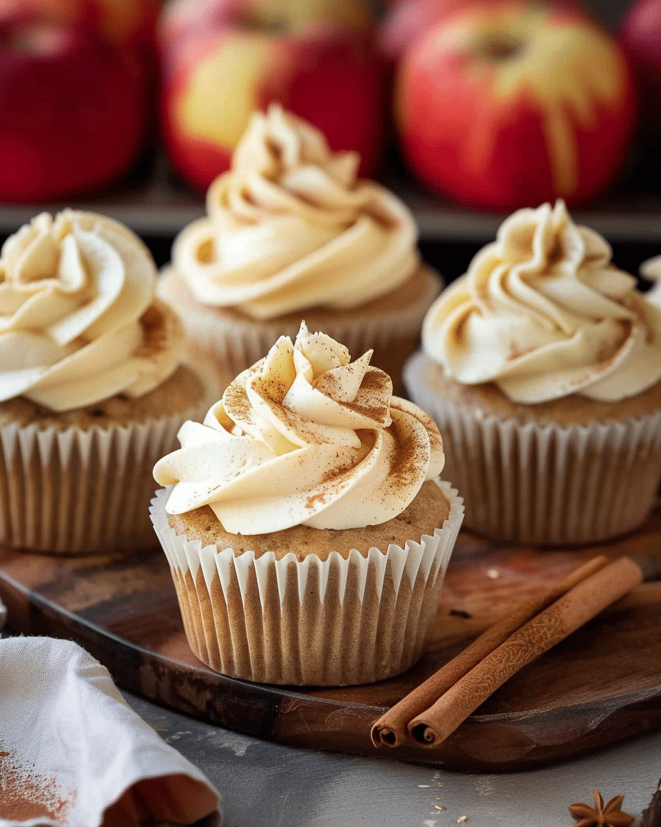 Apple Cider Cupcakes with Spiced Buttercream Frosting