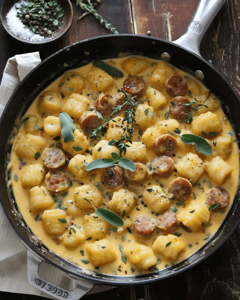 Creamy Butternut Squash Gnocchi with Sausage, Thyme, and Sage