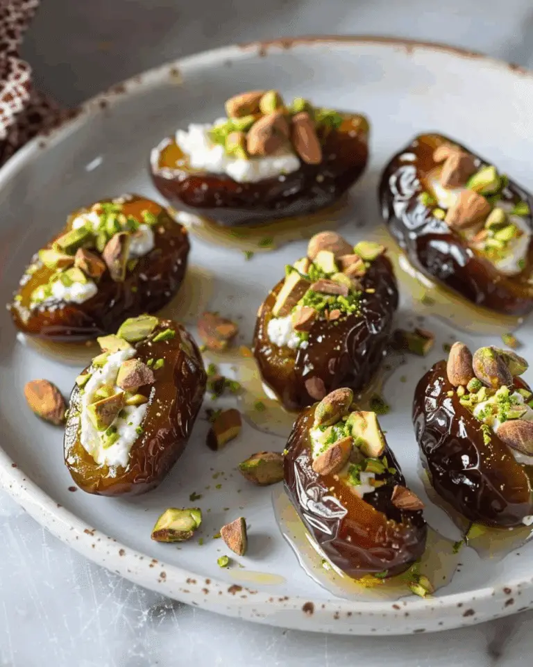 Honey Pistachio Ricotta Stuffed Dates