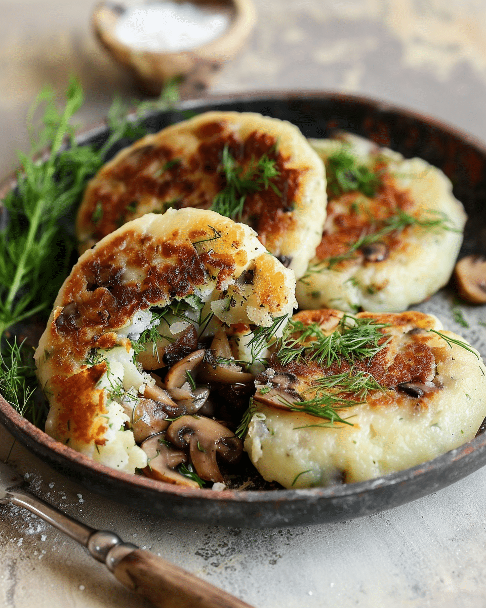 Mushroom Stuffed Potato Cakes
