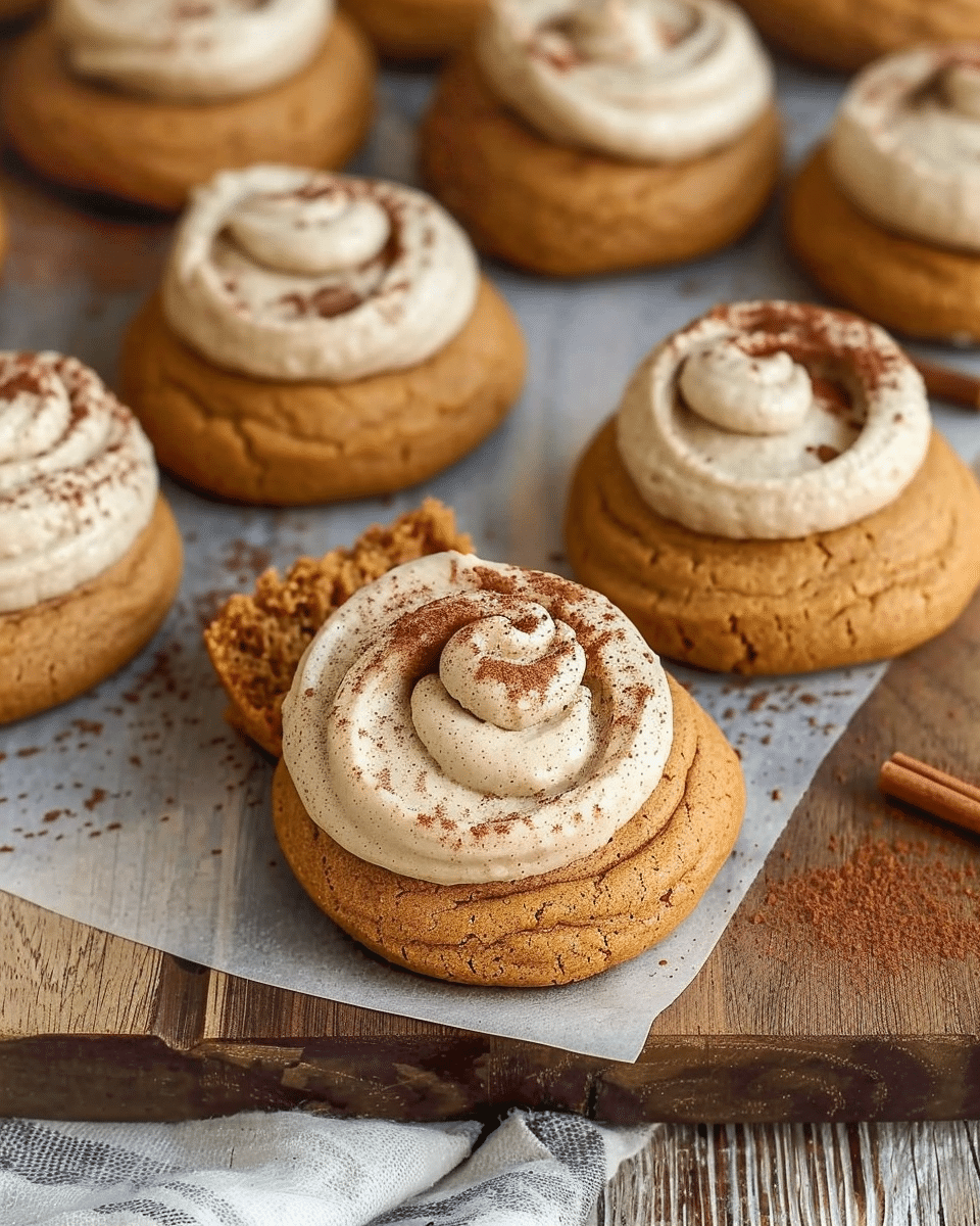 Soft Pumpkin Cookies with Cinnamon Frosting