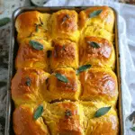 Soft Pumpkin Pull Apart Rolls with Sage Butter