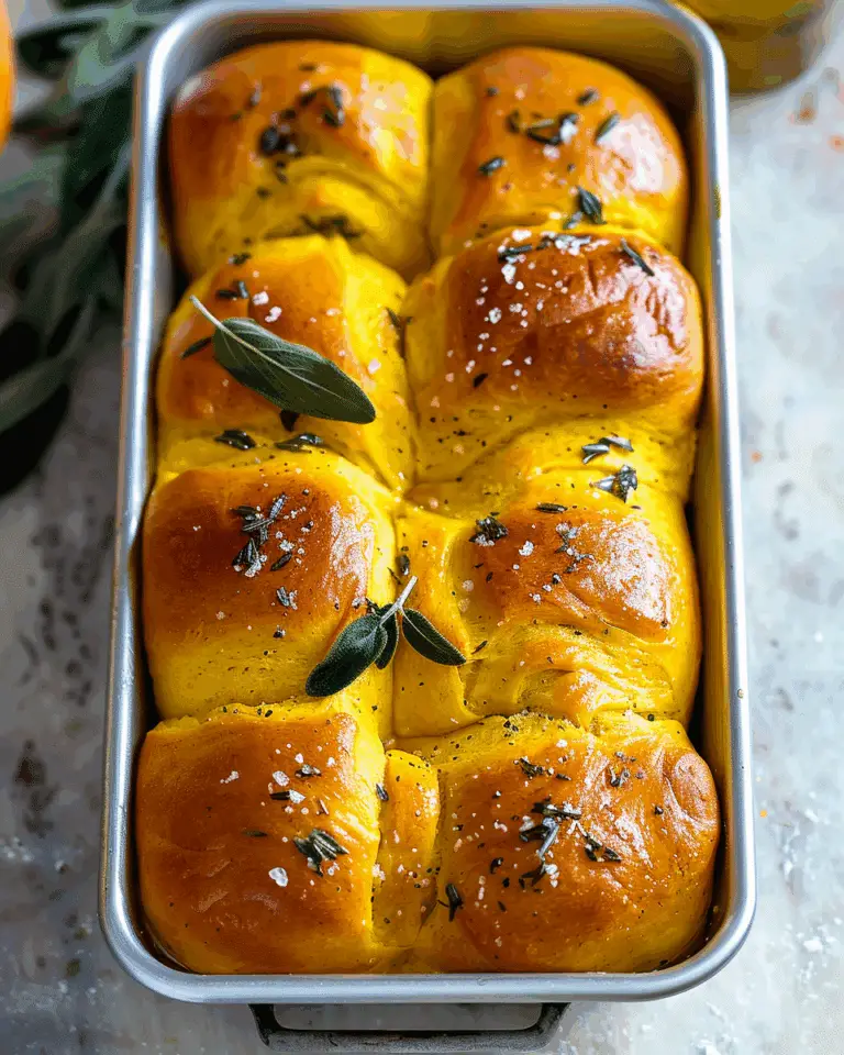 Soft Pumpkin Pull Apart Rolls with Sage Butter
