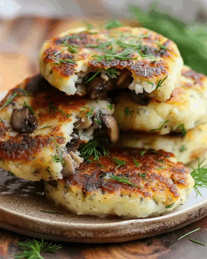 Mushroom Stuffed Potato Cakes