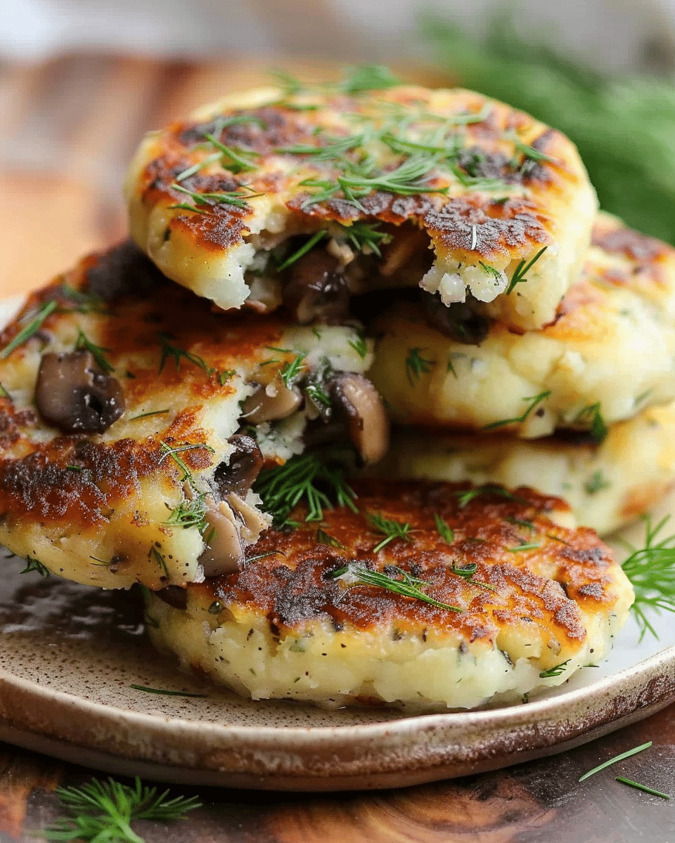 Mushroom Stuffed Potato Cakes