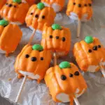 Candy-Dipped Marshmallow Pumpkin Pops