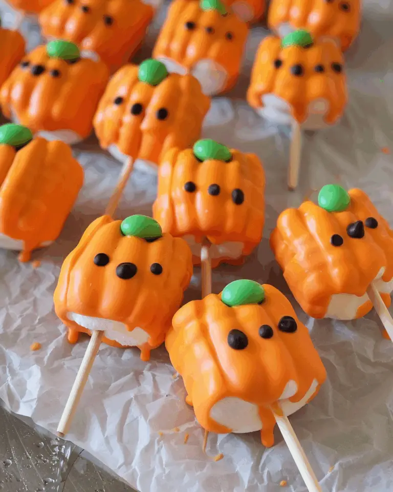 Candy-Dipped Marshmallow Pumpkin Pops
