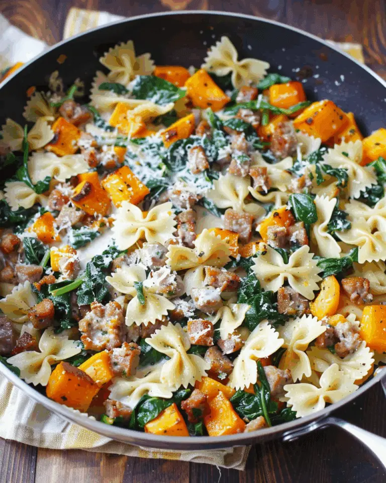 Creamy Roasted Butternut Squash Pasta with Sausage and Spinach