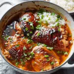 Caramelized Soy Chicken in Garlic Ginger Broth with Rice