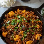 Crispy Chili Ground Beef and Cauliflower Skillet